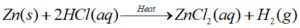 dilute hydrochloric acid is added to zinc granules,