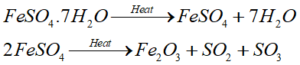 decomposition of ferrous sulphate crystals,