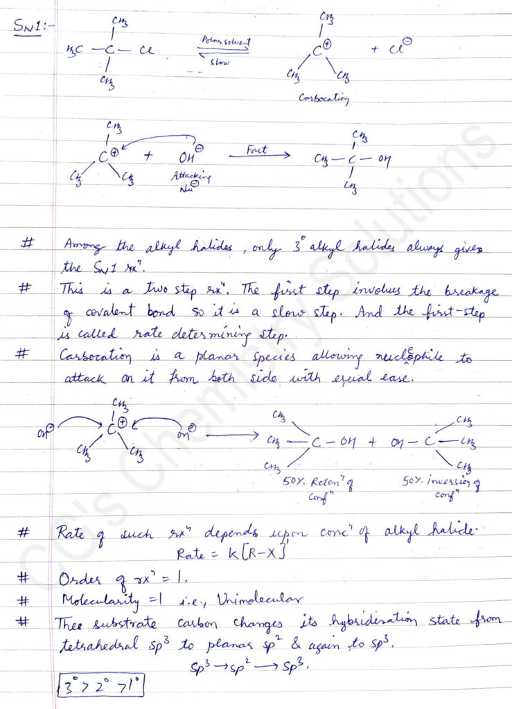 Substitution reaction, SN1 reaction,