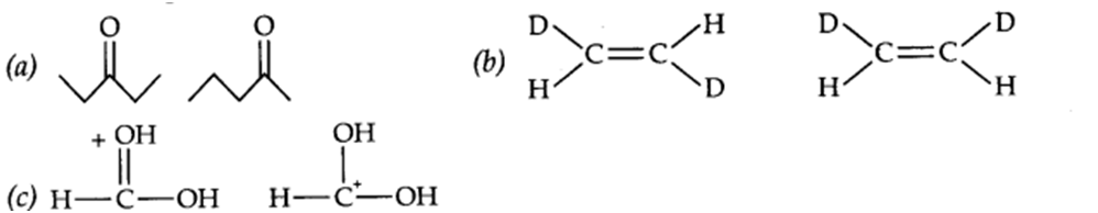 What is the relationship between the members of following pairs of structures? Are they structural or geometrical isomers or resonance contributors?